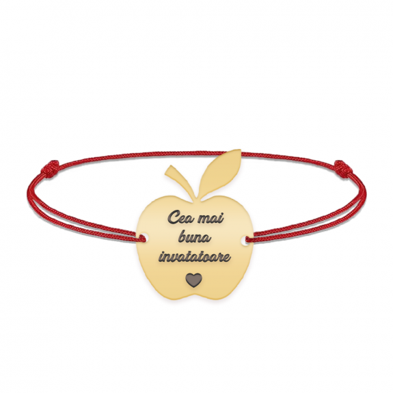 Elma - Bratara personalizata snur invatatoare din argint 925 placat cu aur galben 24K Elma - Bratara personalizata snur invatatoare din argint 925 placat cu aur galben 24K