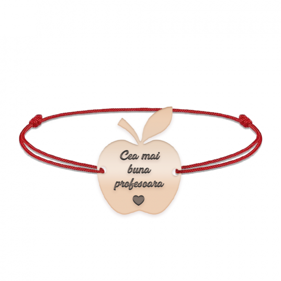 Elma - Bratara personalizata snur profesoara din argint 925 placat cu aur roz