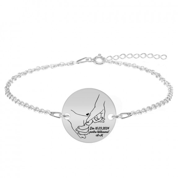 Ely - Bratara personalizata cu banut pentru cupluri din argint 925