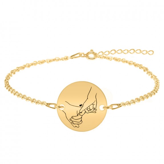 Ely - Bratara personalizata cu banut pentru cupluri din argint 925 placat cu aur galben 24 karate