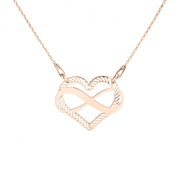 Aimee - Colier personalizat cu inimioara si infinit cu nume din argint 925 placat cu aur roz