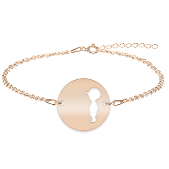 Enfance - Bratara personalizata baietel banut din argint 925 placat cu aur roz