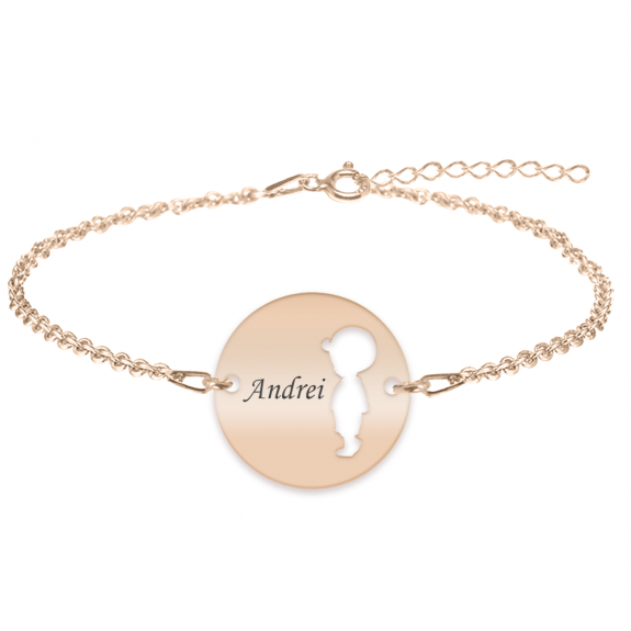 Enfance - Bratara personalizata baietel banut din argint 925 placat cu aur roz