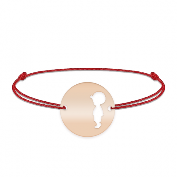 Enfance - Bratara personalizata snur baietel banut din argint 925 placat cu aur roz