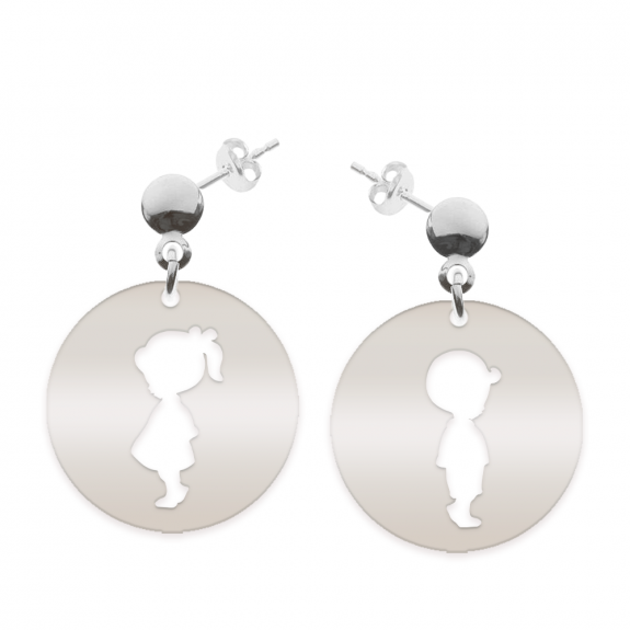 Enfance - Cercei personalizati copii banut cu tija din argint 925 Enfance - Cercei personalizati copii banut cu tija din argint 925