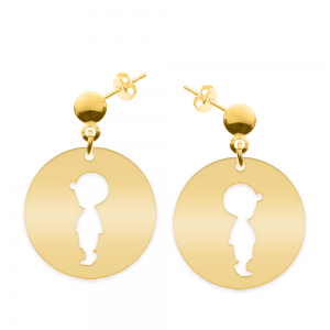 Enfance - Cercei personalizati copii banut cu tija din argint 925 placat cu aur galben 24K Enfance - Cercei personalizati copii banut cu tija din argint 925 placat cu aur galben 24K