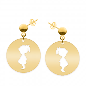 Enfance - Cercei personalizati copii banut cu tija din argint 925 placat cu aur galben 24K Enfance - Cercei personalizati copii banut cu tija din argint 925 placat cu aur galben 24K