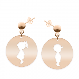 Enfance - Cercei personalizati copii banut cu tija din argint 925 placat cu aur roz Enfance - Cercei personalizati copii banut cu tija din argint 925 placat cu aur roz