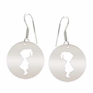 Enfance - Cercei personalizati copii banut cu tortita deschisa din argint 925