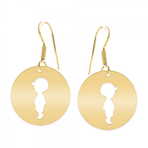 Enfance - Cercei personalizati copii banut cu tortita deschisa din argint 925 placat cu aur galben 24K Enfance - Cercei personalizati copii banut cu tortita deschisa din argint 925 placat cu aur galben 24K