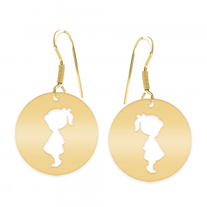 Enfance - Cercei personalizati copii banut cu tortita deschisa din argint 925 placat cu aur galben 24K Enfance - Cercei personalizati copii banut cu tortita deschisa din argint 925 placat cu aur galben 24K