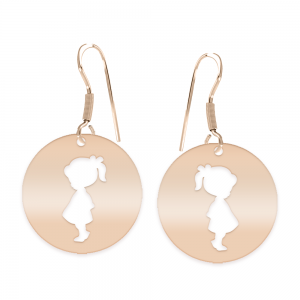 Enfance - Cercei personalizati copii banut cu tortita deschisa din argint 925 placat cu aur roz Enfance - Cercei personalizati copii banut cu tortita deschisa din argint 925 placat cu aur roz