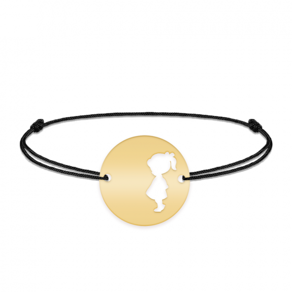 Enfance - Bratara personalizata snur fetita banut din argint 925 placat cu aur galben 24K Enfance - Bratara personalizata snur fetita banut din argint 925 placat cu aur galben 24K