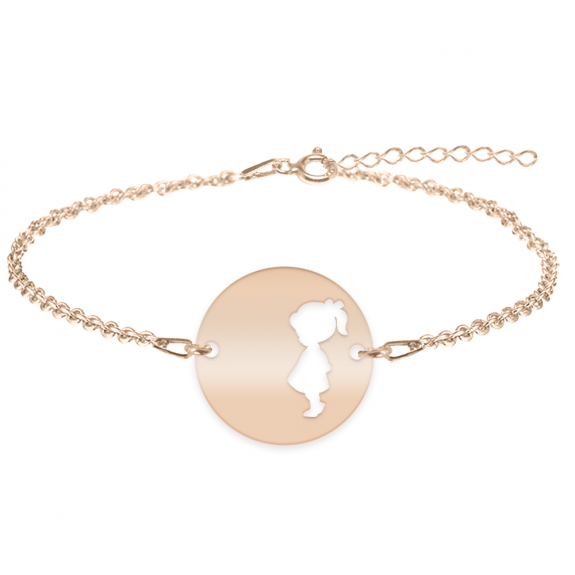 Enfance - Bratara personalizata fetita banut din argint 925 placat cu aur roz Enfance - Bratara personalizata fetita banut din argint 925 placat cu aur roz