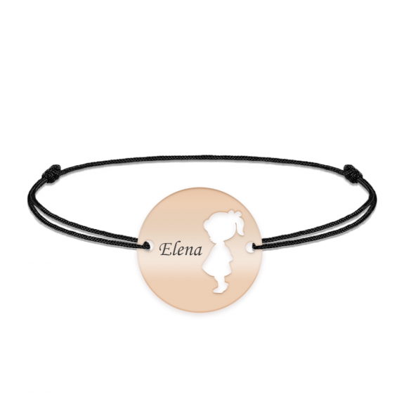 Enfance - Bratara personalizata snur fetita banut din argint 925 placat cu aur roz Enfance - Bratara personalizata snur fetita banut din argint 925 placat cu aur roz