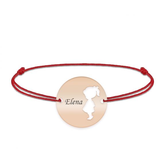 Enfance - Bratara personalizata snur fetita banut din argint 925 placat cu aur roz Enfance - Bratara personalizata snur fetita banut din argint 925 placat cu aur roz
