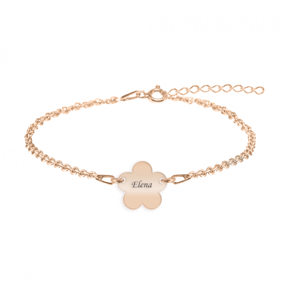 Esma - Bratara personalizata pentru picior cu floricica din argint 925 placat cu aur roz