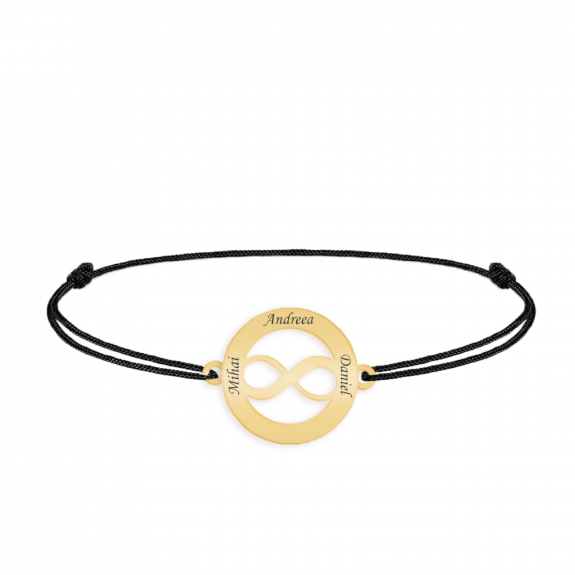 Eternity - Bratara personalizata snur infinit in cerc din argint 925 placat cu aur galben 24K Eternity - Bratara personalizata snur infinit in cerc din argint 925 placat cu aur galben 24K