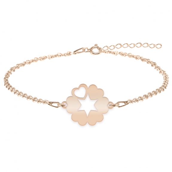 Evelyn - Bratara personalizata cinci inimioare cu nume din argint 925 placat cu aur roz Evelyn - Bratara personalizata cinci inimioare cu nume din argint 925 placat cu aur roz