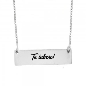 Eyes - Colier personalizat cu fotografia ochilor si tablita orizontala din argint 925 Eyes - Colier personalizat cu fotografia ochilor si tablita orizontala din argint 925