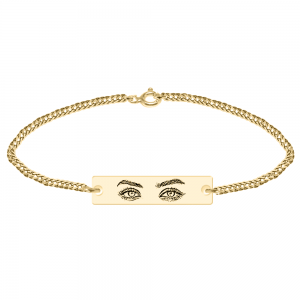 Eyes - Bratara personalizata cu fotografia ochilor si tablita din argint 925 placat cu aur galben 24K - Lant Curb 3mm