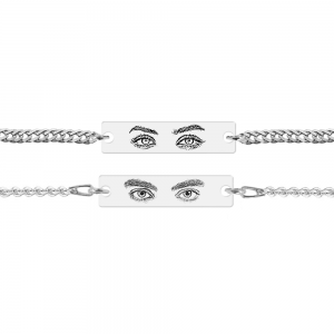Eyes - Set bratati personalizate cu fotografia ochilor si tablita din argint 925 - Lant Anchor&Curb
