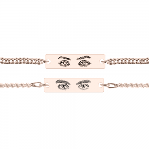 Eyes - Set bratati personalizate cu fotografia ochilor si tablita din argint 925 placat cu aur roz - Lant Anchor&Curb