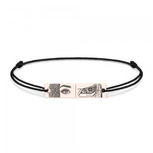 Eyes - Bratara personalizata cu fotografia ochilor si farul masinii cu snur si tablita din argint 925 placat cu aur roz Eyes - Bratara personalizata cu fotografia ochilor si farul masinii cu snur si tablita din argint 925 placat cu aur roz