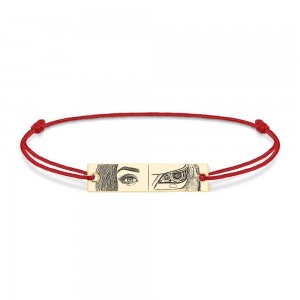 Eyes - Bratara personalizata cu fotografia ochilor si farul masinii cu snur si tablita din argint 925 placat cu aur galben 24 karate Eyes - Bratara personalizata cu fotografia ochilor si farul masinii cu snur si tablita din argint 925 placat cu aur galben 24 karate