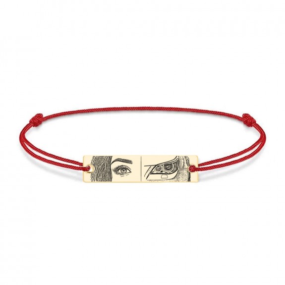 Eyes - Bratara personalizata cu fotografia ochilor si farul masinii cu snur si tablita din argint 925 placat cu aur galben 24 karate Eyes - Bratara personalizata cu fotografia ochilor si farul masinii cu snur si tablita din argint 925 placat cu aur galben 24 karate