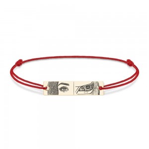 Eyes - Bratara personalizata cu fotografia ochilor si farul masinii cu snur si tablita din Aur 14 karate - 30x7mm Eyes - Bratara personalizata cu fotografia ochilor si farul masinii cu snur si tablita din Aur 14 karate - 30x7mm