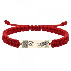 Eyes - Bratara personalizata cu fotografia ochilor si farul masinii cu snur impletit si tablita din Aur 14 karate - 30x7mm Eyes - Bratara personalizata cu fotografia ochilor si farul masinii cu snur impletit si tablita din Aur 14 karate - 30x7mm