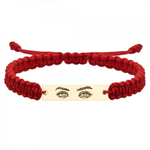 Eyes - Bratara personalizata cu fotografia ochilor si tablita cu snur impletit din argint 925 placat cu aur galben 24K