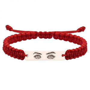Eyes - Bratara personalizata cu fotografia ochilor si tablita cu snur impletit din argint 925 placat cu aur roz
