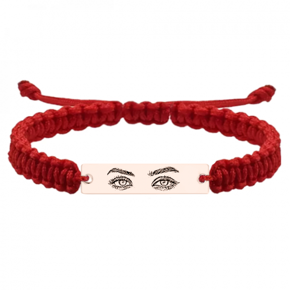 Eyes - Set bratari personalizate cu fotografia ochilor si tablita cu snur impletit din argint 925 placat cu aur roz