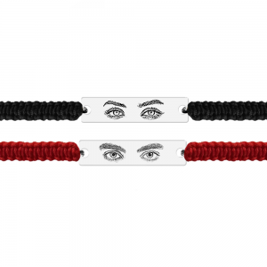 Eyes - Set bratari personalizate cu fotografia ochilor si tablita cu snur impletit din argint 925