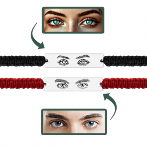 Eyes - Set bratari personalizate cu fotografia ochilor si tablita cu snur impletit din argint 925 Eyes - Set bratari personalizate cu fotografia ochilor si tablita cu snur impletit din argint 925