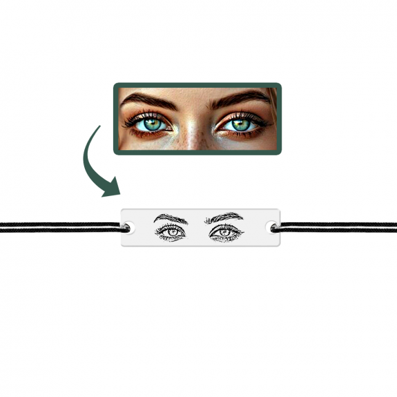 Eyes - Bratara personalizata cu fotografia ochilor si tablita cu snur din argint 925