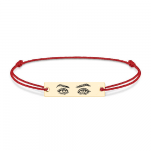 Eyes - Bratara personalizata cu fotografia ochilor si tablita cu snur din argint 925 placat cu aur galben 24K
