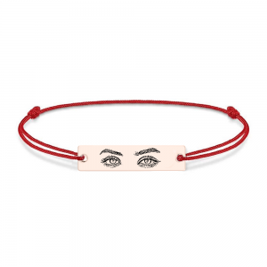 Eyes - Bratara personalizata cu fotografia ochilor si tablita cu snur din argint 925 placat cu aur roz