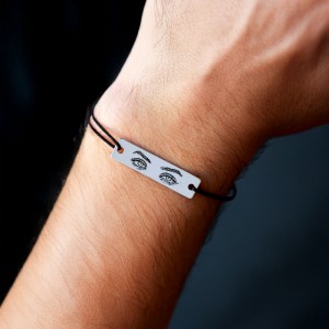 Eyes - Bratara personalizata cu fotografia ochilor si tablita cu snur din argint 925 Eyes - Bratara personalizata cu fotografia ochilor si tablita cu snur din argint 925