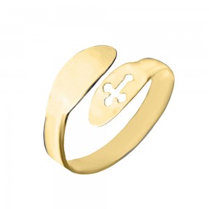 Faith - Inel reglabil personalizat text si cruciulita din argint 925 placat cu aur galben 24K Faith - Inel reglabil personalizat text si cruciulita din argint 925 placat cu aur galben 24K