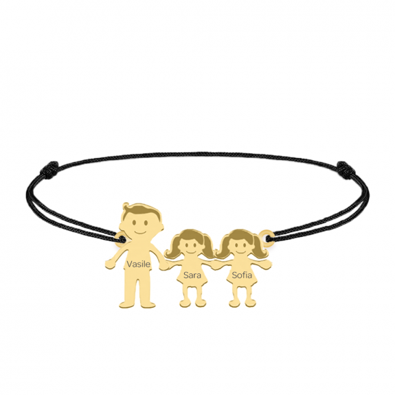 Family - Bratara personalizata tata si copilul cu snur si argint 925 placat cu aur galben 24K Family - Bratara personalizata tata si copilul cu snur si argint 925 placat cu aur galben 24K