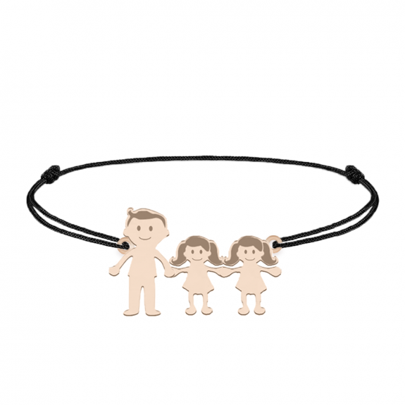 Family - Bratara personalizata tata si copilul cu snur si argint 925 placat cu aur roz Family - Bratara personalizata tata si copilul cu snur si argint 925 placat cu aur roz