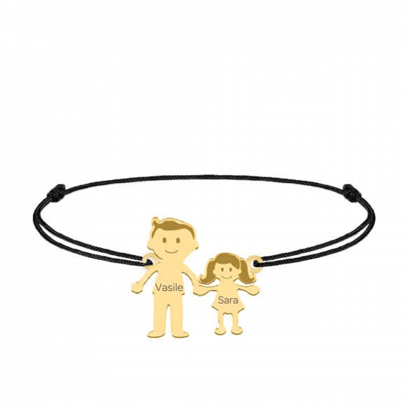 Family - Bratara personalizata tata si copilul cu snur si argint 925 placat cu aur galben 24K Family - Bratara personalizata tata si copilul cu snur si argint 925 placat cu aur galben 24K