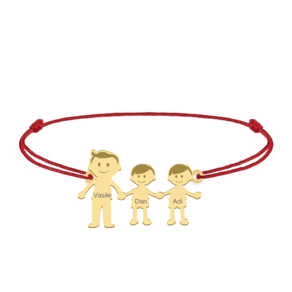 Family - Bratara personalizata tata si copilul cu snur si argint 925 placat cu aur galben 24K Family - Bratara personalizata tata si copilul cu snur si argint 925 placat cu aur galben 24K