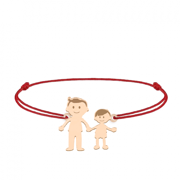 Family - Bratara personalizata tata si copilul cu snur si argint 925 placat cu aur roz Family - Bratara personalizata tata si copilul cu snur si argint 925 placat cu aur roz
