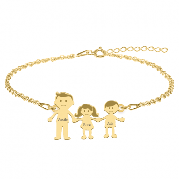 Family - Bratara personalizata tata si copilul din argint 925 placat cu aur galben 24K Family - Bratara personalizata tata si copilul din argint 925 placat cu aur galben 24K