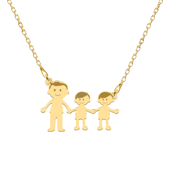 Family - Colier personalizat tata si copilul din argint 925 placat cu aur galben 24K Family - Colier personalizat tata si copilul din argint 925 placat cu aur galben 24K
