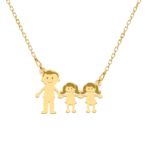 Family - Colier personalizat tata si copilul din argint 925 placat cu aur galben 24K Family - Colier personalizat tata si copilul din argint 925 placat cu aur galben 24K